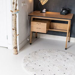 Rond Kindervloerkleed  hoogpolig Cream/Zwart - Dots Wit,Creme - Polypropyleen - Rond 160 Ø - (M)