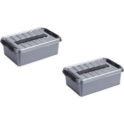 Sunware opbergbox - 2x stuks - grijs - 4L - 30 x 20 x 10 cm - Opbergbox