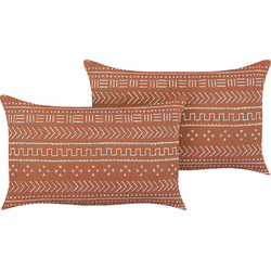 ORLAYA  - Sierkussen set van 2 - Oranje - 55 x 35 cm - Katoen