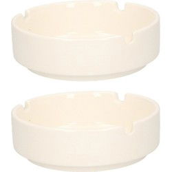 Asbak - Set van 2x stuks - wit - porselein - 10 cm - Asbakken