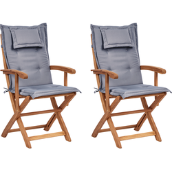 MAUI II - Tuinstoel set van 2 - Grafietgrijs - Acaciahout