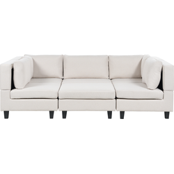 UNSTAD - Moduliare bank met ottomaan - Lichtbeige - 5-zits - Polyester