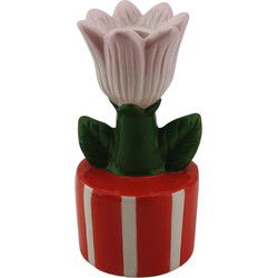 Candle Holder - Tulip - Stoneware- Orange/Pink- 9x8,5x17,5cm