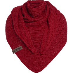 Knit Factory Sally Gebreide Omslagdoek - Driehoek Sjaal Dames - Bordeaux - 220x85 cm - Grof gebreid