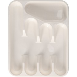 Excellent Houseware Bestekbak/keuken Organizer - 5-Vaks - Creme - 33,5 x 26,5 x 3,5 cm - Bestekbakken