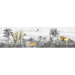 Sanders & Sanders zelfklevende behangrand jungle dieren grijs - 9.7 x 500 cm - 601304