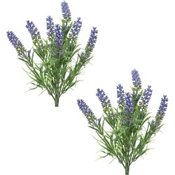2x stuks lavandula/lavendel kunstplant 34 cm bosje - Kunstplanten