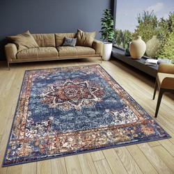 Vintage vloerkleed - Maderno Blauw / Multi - 80 X 240 CM