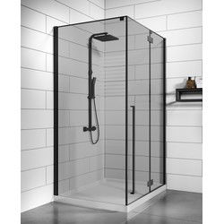 Badplaats Douchecabine Vancouver 90 x 120 x 190 cm - Zwart - Rookglas - Douchewand met Draaideur