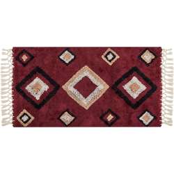 SIIRT - Laagpolig vloerkleed - Rood - 80 x 150 cm - Katoen