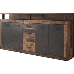 Meubella - Dressoir Lavina - Old wood - Antraciet - 190 cm
