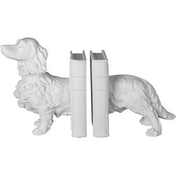Clayre & Eef Boekensteunen Set van 2 Hond 28x12x22 cm Wit Kunststof Boekenhouders