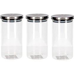 3x transparante bewaarbussen met deksel van glas 900 ml - Voorraadpot