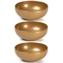 Set van 6x kommetjes/schaaltjes - Dessert/ontbijt - Kunststof - D16 cm - Goud-kleurig - Kommetjes