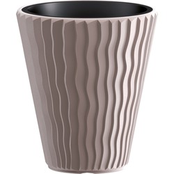 Prosperplast Plantenpot/bloempot Sand Waves - buiten/binnen - kunststof - beige - D35 x H38 cm - Plantenpotten