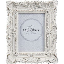 Clayre & Eef Fotolijst  6x9 cm Wit Kunststof Rechthoek Fotokader