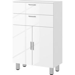 kleankin Badkamerkast, Badmeubel, 2 Laden, Verstelbaar Plank, Hout, Wit