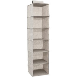 5Five kast organiser - hangend - 6 vakken - 30 x 30 x 120 cm - beige - Opbergmanden