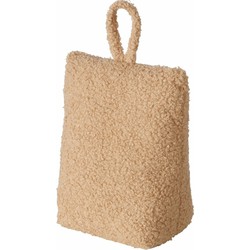 Boltze Deurstopper zak - 1 kg - licht bruin - pluche/teddy stof - 20 x 10 cm - Deurstoppers