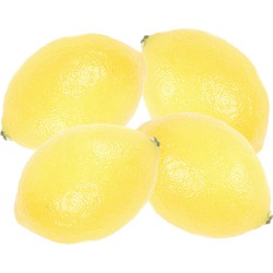 Set van 4x stuks nepfruit/Kunstfruit/deco fruit gele citroen 8 cm - Kunstbloemen