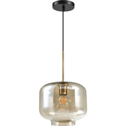 QUVIO Hanglamp met glazen kap - Metaal – Glas - Amber