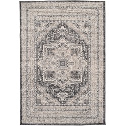 Vercai Rugs Florence Collectie - Laagpolig Vloerkleed - Polypropyleen - Crème / Grijs - 160x230 cm