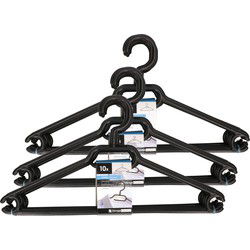Kunststof kledinghangers - zwart - 30x stuks - 40 cm met broekstang - Kledinghangers