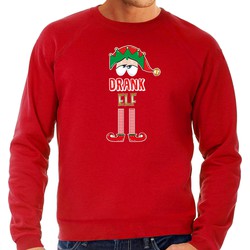 Bellatio Decorations foute kersttrui/sweater heren - Drank Elf - rood - Kerst elfje L - kerst truien