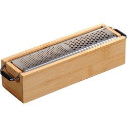 Parmezaanse Kaas Rasp met FSC® Bamboe Opvangbakje - Kaasrasp - Afm: 25 x 6.2 x 5.6 Cm.