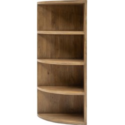 Riviera Maison Kast Bruin, Boekenkast, hoekkast rond, 4 vakken - Del Rey Corner Book Cabinet - Hout - (LxBxH) 42.0x60x145.0