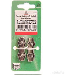 Staaldr.klem 3mm dup rvs 2st
