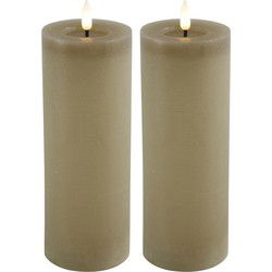 Countryfield Lyon LED kaarsen - 2x - beige - D7,5 x H20 cm - timer - LED kaarsen