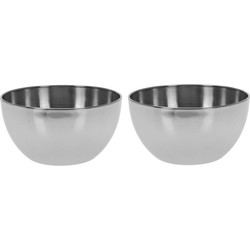 2x Salade serveerschaaltjes RVS 13 cm - Saladeschalen