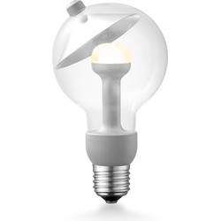 Design LED Lichtbron Move Me - Zilver - G80 Cone LED lamp - 8/8/13.7cm - Met verstelbare diffuser via magneet - geschikt voor E27 fitting - 3W 220lm 2700K - warm wit licht