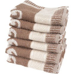 Twentse Damast Keukendoekenset - 6 stuks - Ornament Beige
