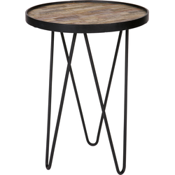 WOOOD Lev Bijzettafel - Hout/Metaal - Zwart - 52x39x39