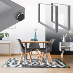 Set van 2 tafelpoten grijs, 70x72 cm, gepoedercoat staal