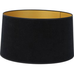 Drum Lampenkap Velours - Zwart/Goud - 45x42x25cm