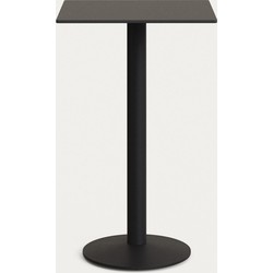 Kave Home - Zwarte hoge Esilda-buitentafel met zwart gelakte metalen poot 60 x 60 x 96 cm