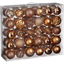 House of Seasons Plastic Kerstballen Set - 60 Stuks - Ø7 cm - Koper