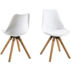 Eetkamerstoel - Wit - PU Leer - Zithoogte 49cm - Ljusvik - Set van 2