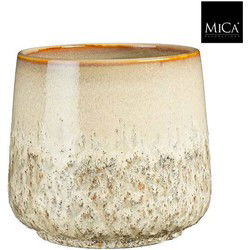 Mica Decorations Bloempot Mylo - 20.5x20.5x19 cm - Keramiek - Beige
