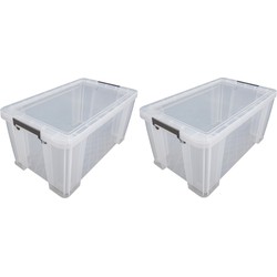 2x stuks Allstore opbergboxen - 54 liter - Transparant - 66 x 38 x 31 cm - Opbergbox