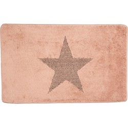 Clayre & Eef Badmat 78x48x1 cm Roze Polyester Rechthoek Ster