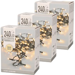 3x LED kerstverlichting warm wit 240 lampjes - Kerstverlichting kerstboom