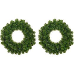 Set van 2x stuks groene voordeur kransen 45 cm - Kerstkransen
