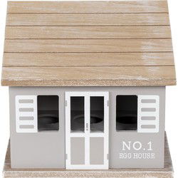 Clayre & Eef Eierkastje Huis 20x14x18 cm Grijs Bruin Hout Egg house Eierhouder