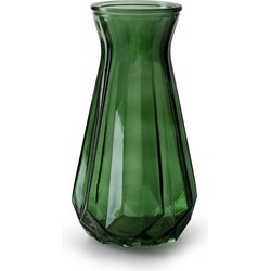 Bloemenvaas - groen/transparant glas - H15 x D10 cm - Vazen