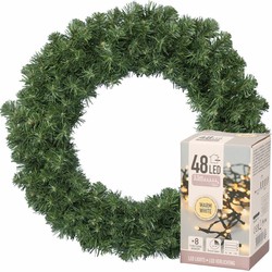 Kerstkrans groen 35 cm incl. verlichting warm wit 4m - Kerstkransen