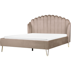 AMBILLOU - Tweepersoonsbed - Taupe - 160 x 200 cm - Fluweel